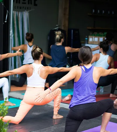 a group of women exercising
