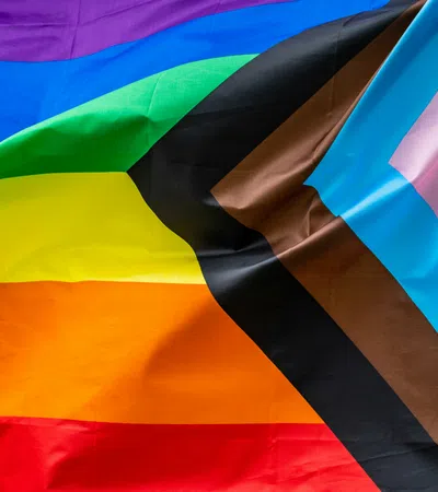 a close-up of some flags
