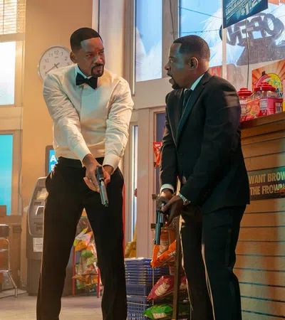 a couple of men in a store
