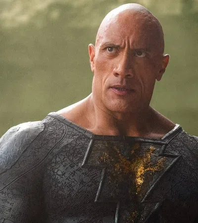Dwayne Johnson in a black shirt