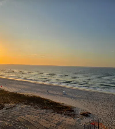 a beach with a sunset