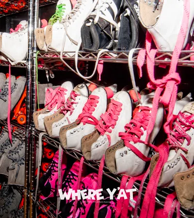a rack of shoes