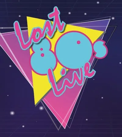 Retro 80s style logo with colorful geometric shapes and text Last 80s Live on a starry background