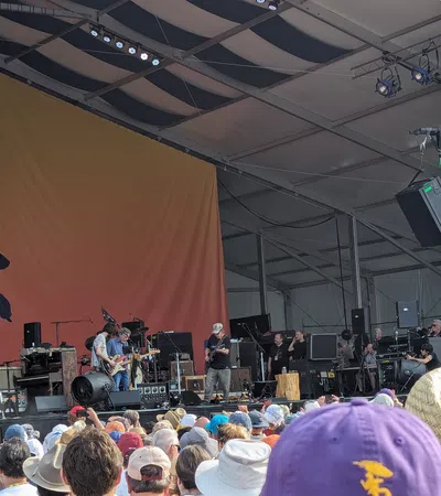 a band playing on stage