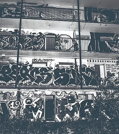 a building with graffiti