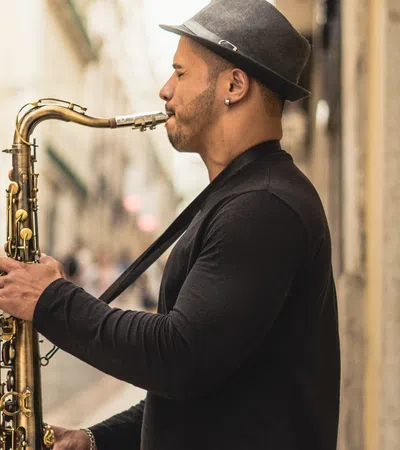 a person playing a saxophone