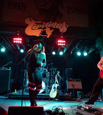a band playing on a stage
