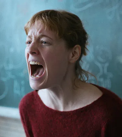 a girl with her mouth open