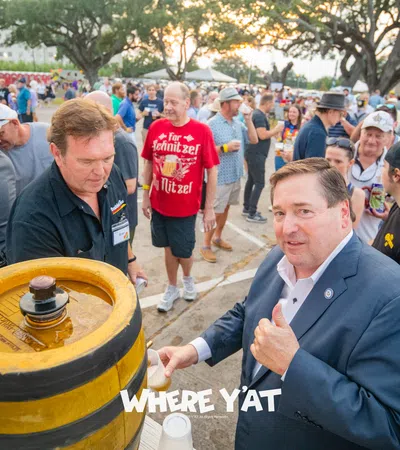 Billy Nungesser holding a yellow barrel