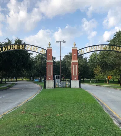 a road with a sign over it