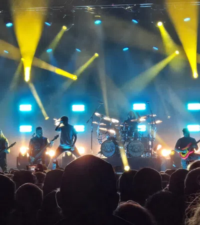a band playing on stage