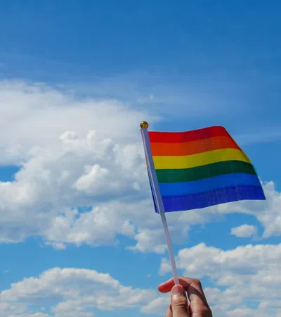 a hand holding a flag