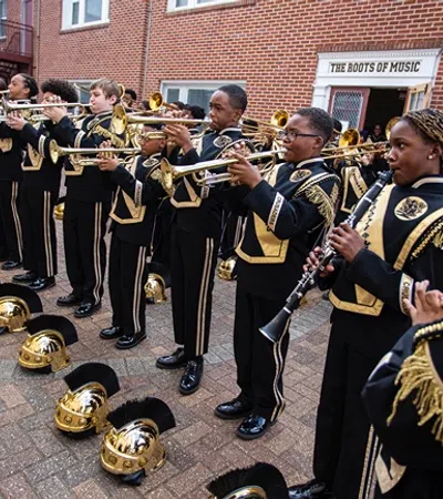 a group of people playing instruments