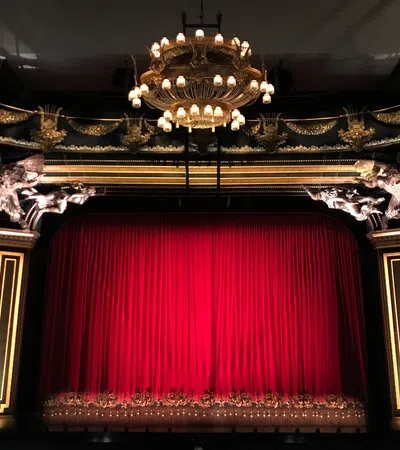 a red curtain in a room