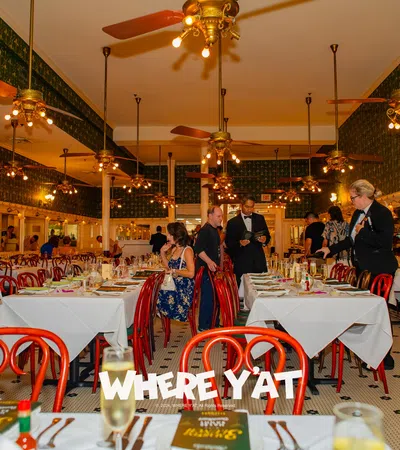 a group of people at a restaurant