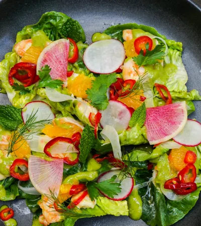 a salad in a pan