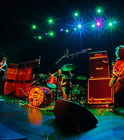 a band playing on a stage