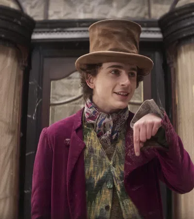 Timothée Chalamet wearing a hat and scarf