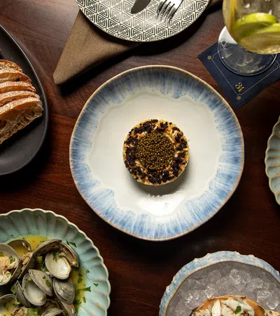 a table with plates of food