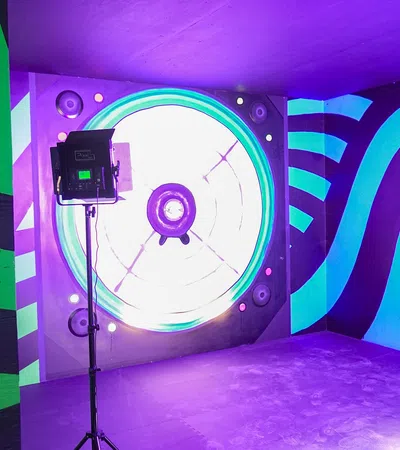 a large purple and white machine