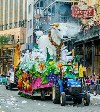 a parade with a horse and carriage