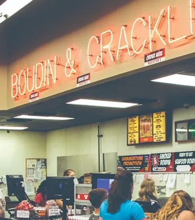 a group of people in a grocery store