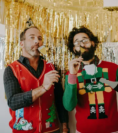 two men wearing clothing