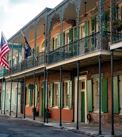 a building with a flag on the roof