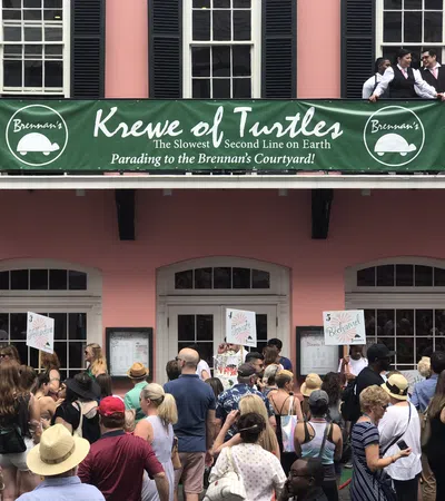 a crowd of people outside a building