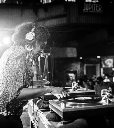a person wearing headphones