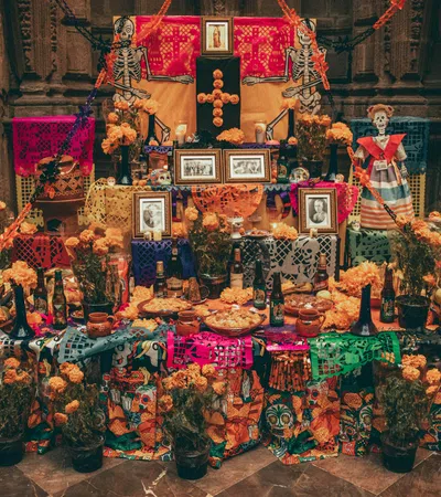a shrine with many statues