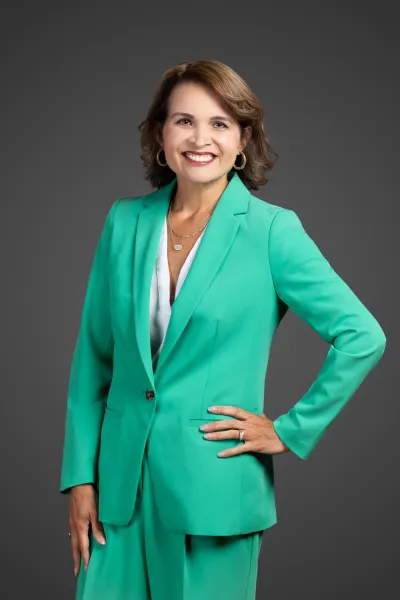 a person in a green suit