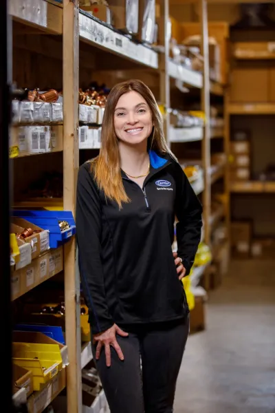 a person standing in a warehouse