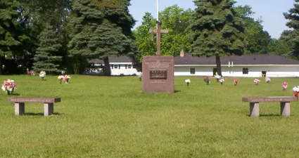 a group of people in a park