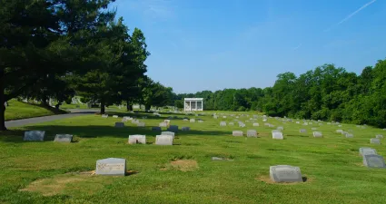 a cemetery with many stones