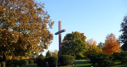 a cross in a park