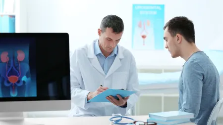 a man showing something on the tablet