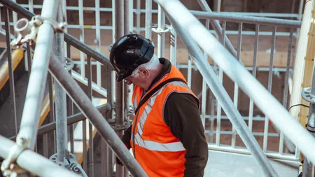 a person wearing a hard hat