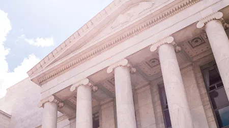 a building with columns