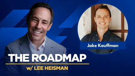 Podcast cover showing hosts Lee Heisman and Jake Kauffman with blue geometric background and bold title