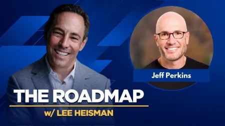 Smiling Lee Heisman and Jeff Perkins featured in a blue graphic for The Roadmap podcast cover image.