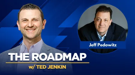 Portraits of Ted Jenkin and Jeff Pedowitz with The Roadmap podcast title on blue background.