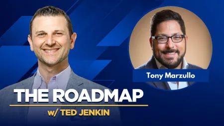 Portraits of Ted Jenkin and Tony Marzullo with text The Roadmap w/ Ted Jenkin on blue background