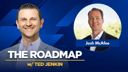 Podcast cover featuring Ted Jenkin and guest Josh McAfee titled The Roadmap on a blue geometric background