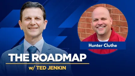 Professional podcast banner showing Ted Jenkin and Hunter Cluthe with title The Roadmap on blue background