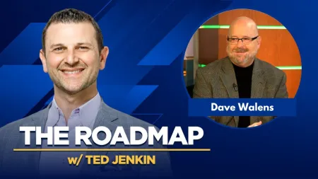 The Roadmap podcast cover featuring Ted Jenkin smiling and inset photo of Dave Walens on blue background.