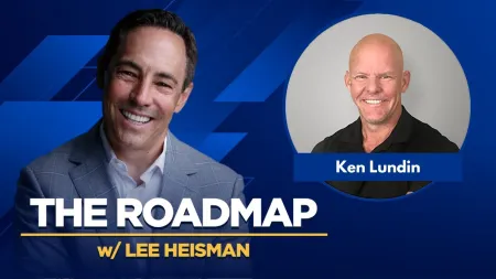Podcast cover for The Roadmap with Lee Heisman featuring guest Ken Lundin on a blue background.