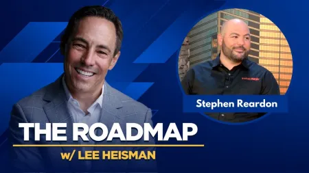 The Roadmap podcast cover featuring Lee Heisman smiling and guest Stephen Reardon with city background.
