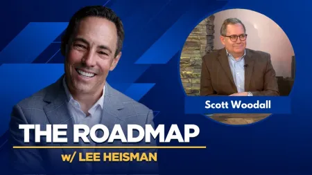 Two men, Lee Heisman and Scott Woodall, featured on a blue background for The Roadmap show graphic.