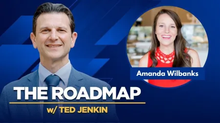 Host Ted Jenkin and guest Amanda Wilbanks featured on The Roadmap podcast promotional image.